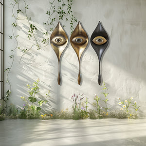 Modern Evil Eye Metal Wall Art Abstract Boho Wall Decor Gold Black Contemporary Aluminum Wall Sculpture Set