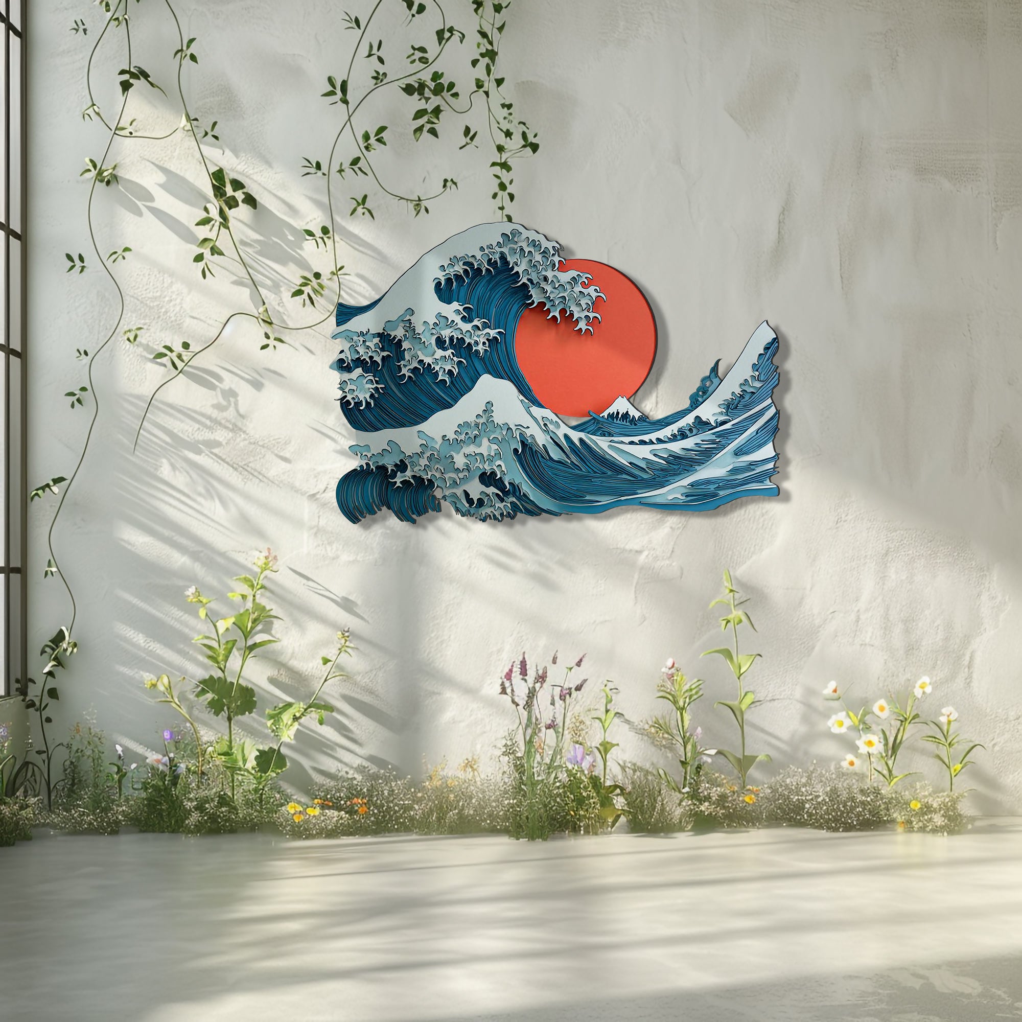 Japanese Wave Wall Art – Zen Ocean Metal Decor