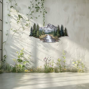 Mountain Wall Art – Forest River Landscape Metal Decor