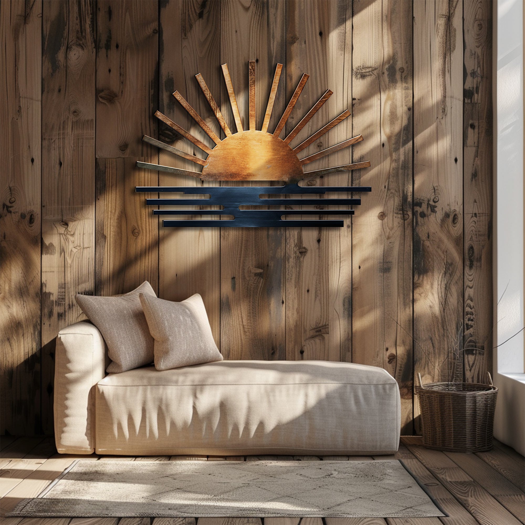 Sunburst Sunrise Sunset Metal Wall – UV Printed Decor Custom Coastal Indoor Outdoor
