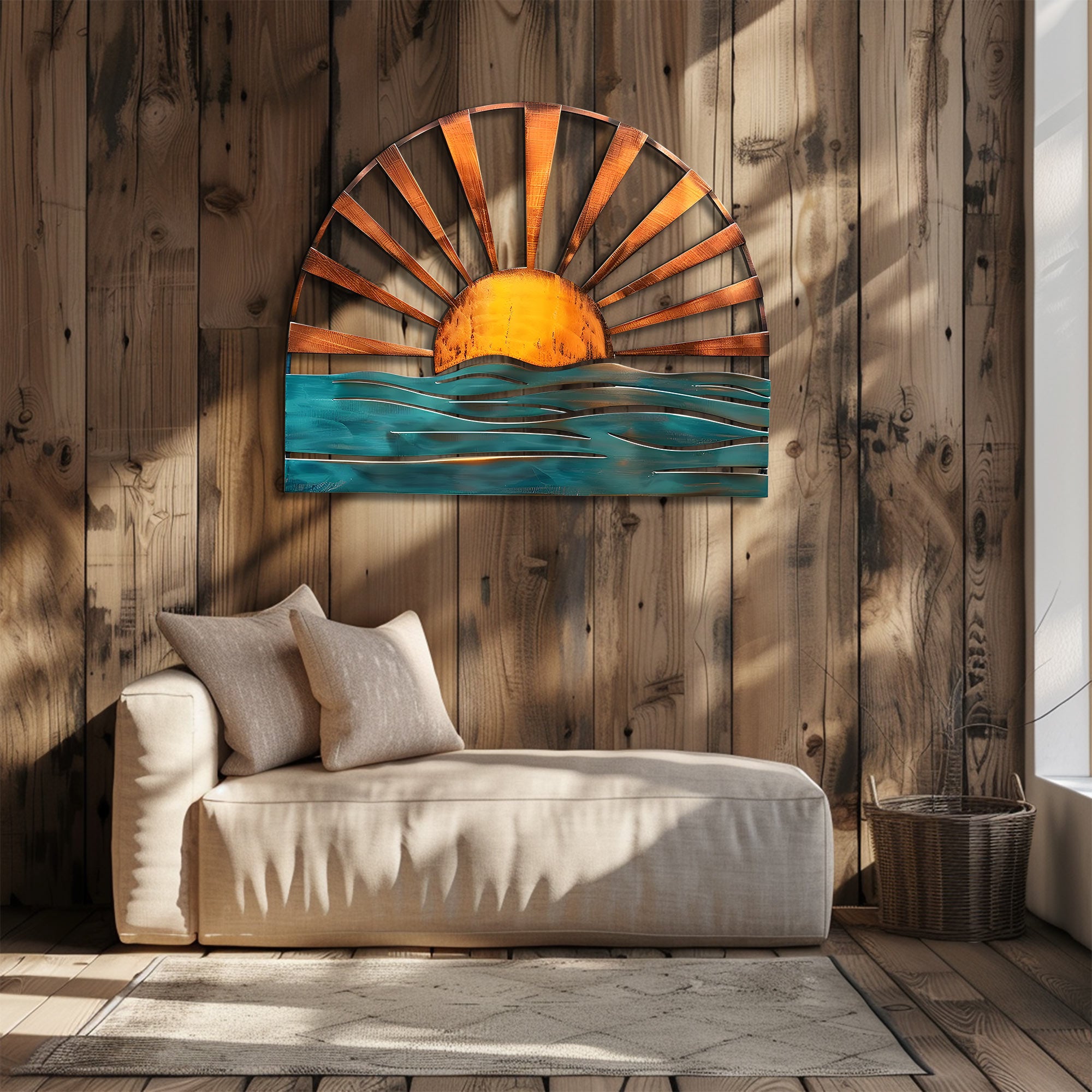 Sun Ocean Metal Wall Art – UV Printed Aluminum Coastal Decor for Indoor &amp; Outdoor