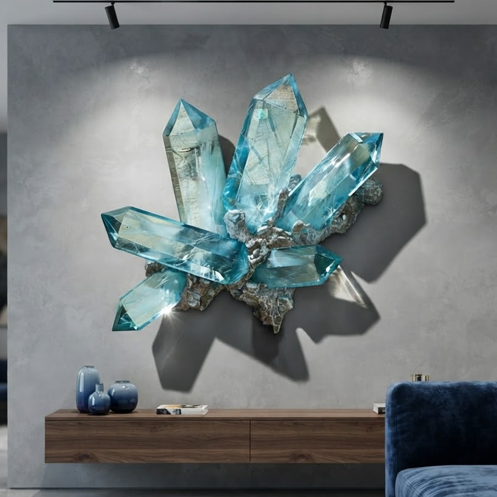 March Aquamarine Birthstone Metal Wall Art
