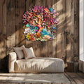 Pink Coral School of Fish Metal Wall Art – UV Printed Coastal Decor Beach Indoor Outdoor