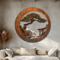 Japanese Bonsai Tree Metal Wall Art Zen Garden Wall Decor Asian Landscape Aluminum Sign Indoor Outdoor Decor