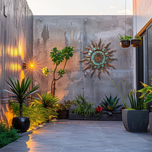 Turquoise Sun Metal Wall Art – UV Printed Aluminum Decor for Indoor &amp; Outdoor