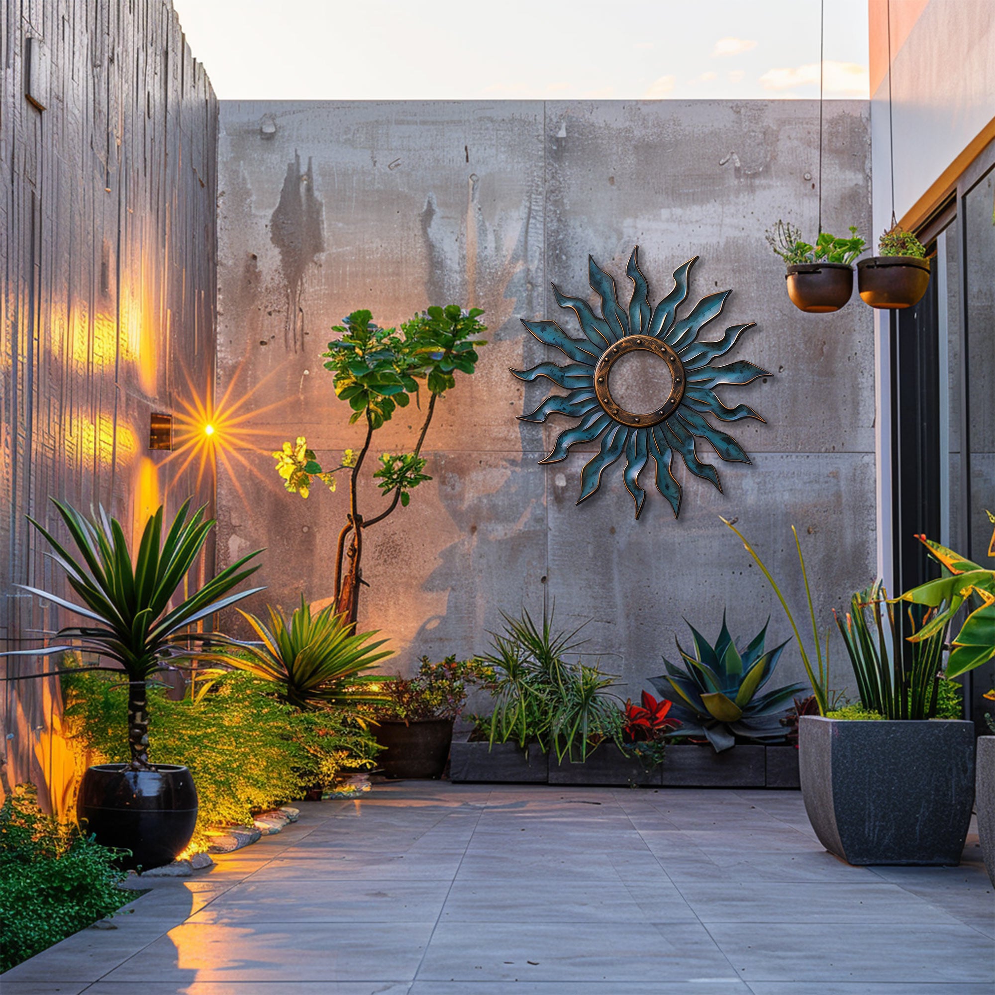 Blue Sunburst Metal Wall – UV Printed Decor Custom Coastal Indoor Outdoor