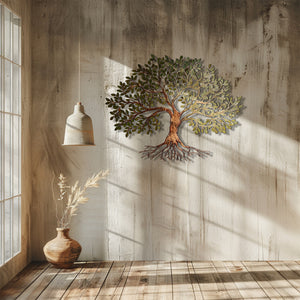 Rustic Olive Tree of Life Metal Wall Art – UV Printed Aluminum Decor Indoor Outdoor