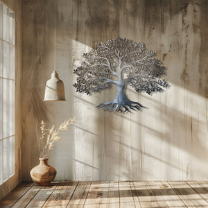 Silver Tree of Life Metal Wall Art – UV Printed Aluminum Decor Nature Indoor Outdoor