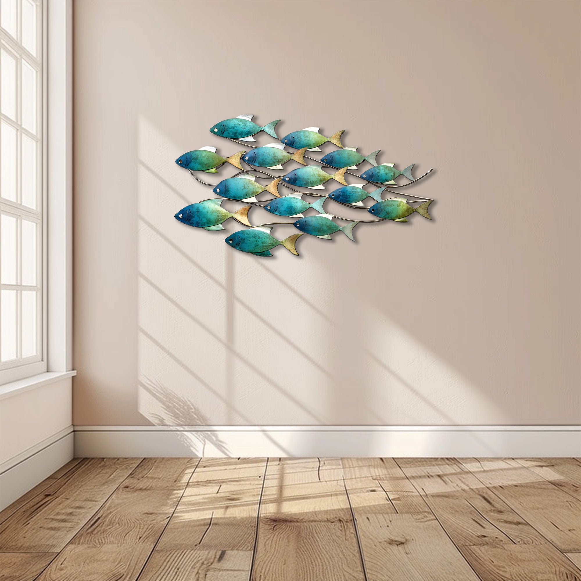 School of Fish Metal Wall Art – UV Printed Aluminum Coastal Decor Beach Indoor Outdoor