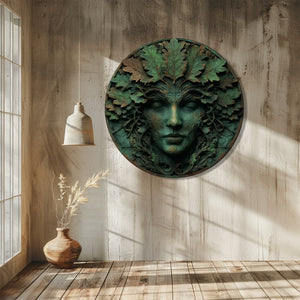 Green Woman Metal Wall Art – UV Printed Goddess Nature Decor Indoor Outdoor