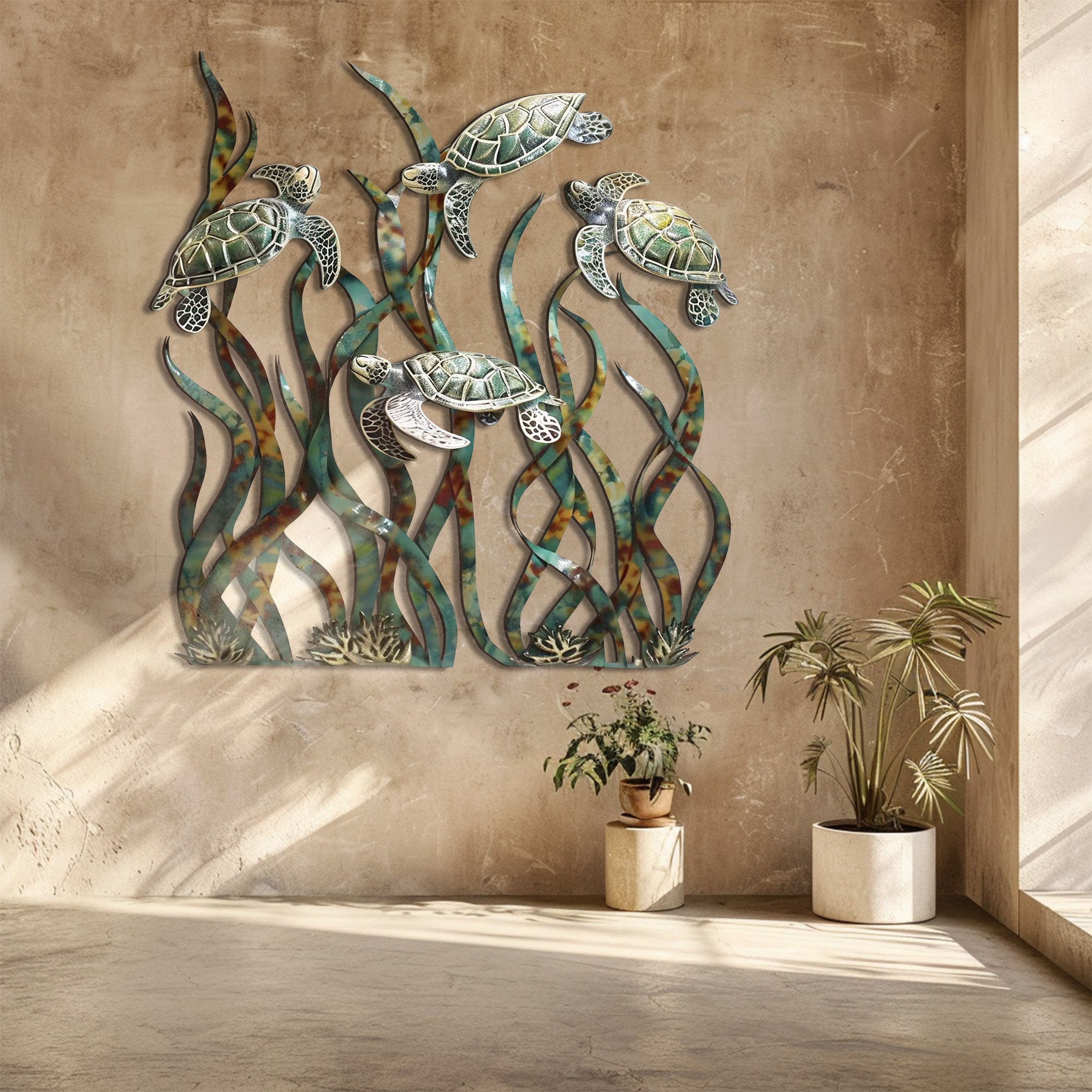 Sea Turtle Metal Wall Art – UV Printed Aluminum Coastal Decor Ocean Indoor Outdoor