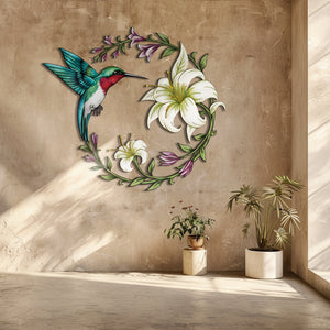 Hummingbird Floral Metal Wall Art – UV Printed Aluminum Nature Decor Garden Indoor Outdoor