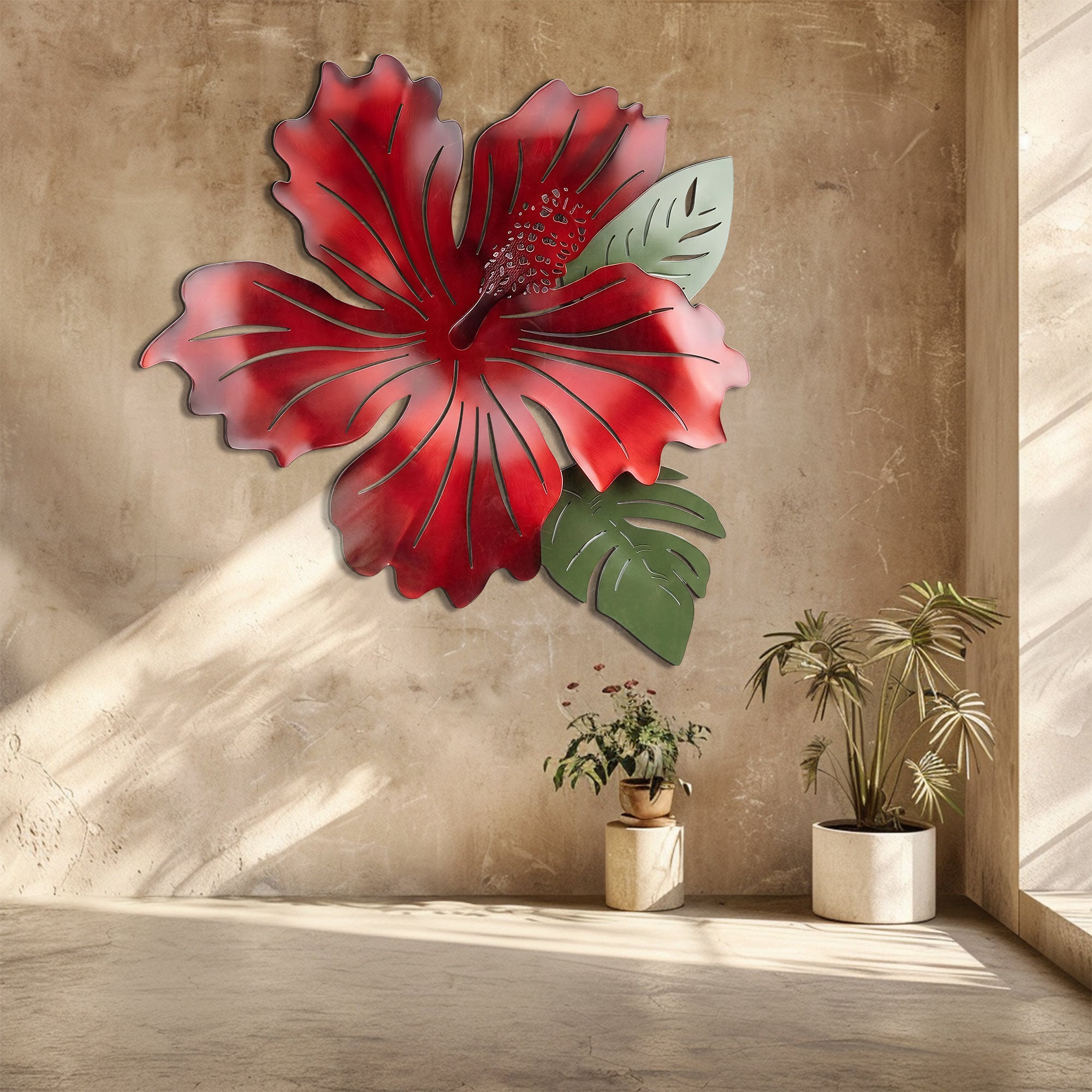 Hibiscus Flower Metal Wall Art – UV Printed Aluminum Tropical Decor Coastal Indoor Outdoor