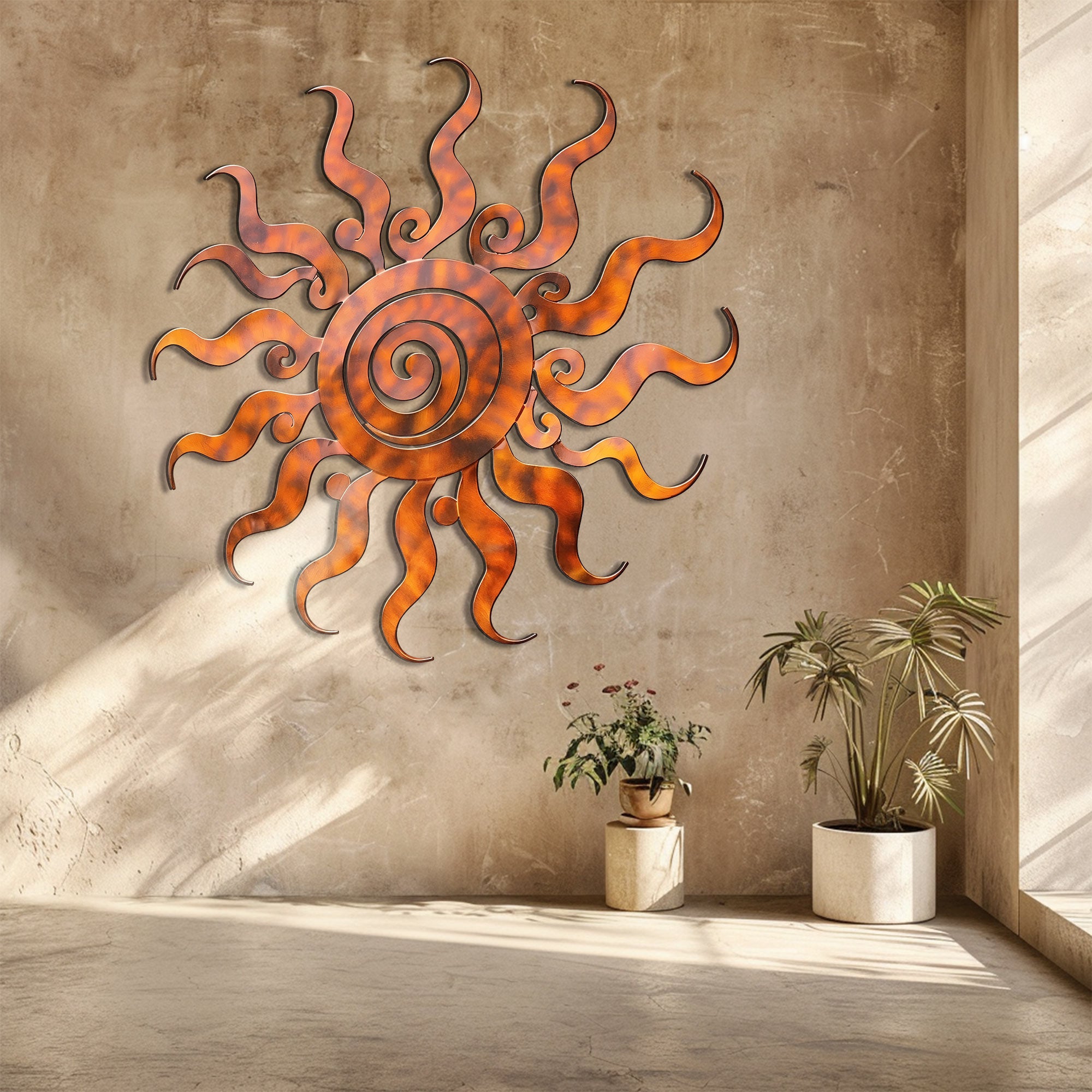 Wacky Sun Metal Wall Art – UV Printed Aluminum Boho Decor Funky Indoor Outdoor