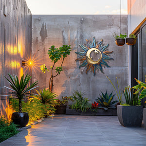 Sun Moon Metal Wall Art – Celestial Boho UV Printed Aluminum Decor Indoor Outdoor