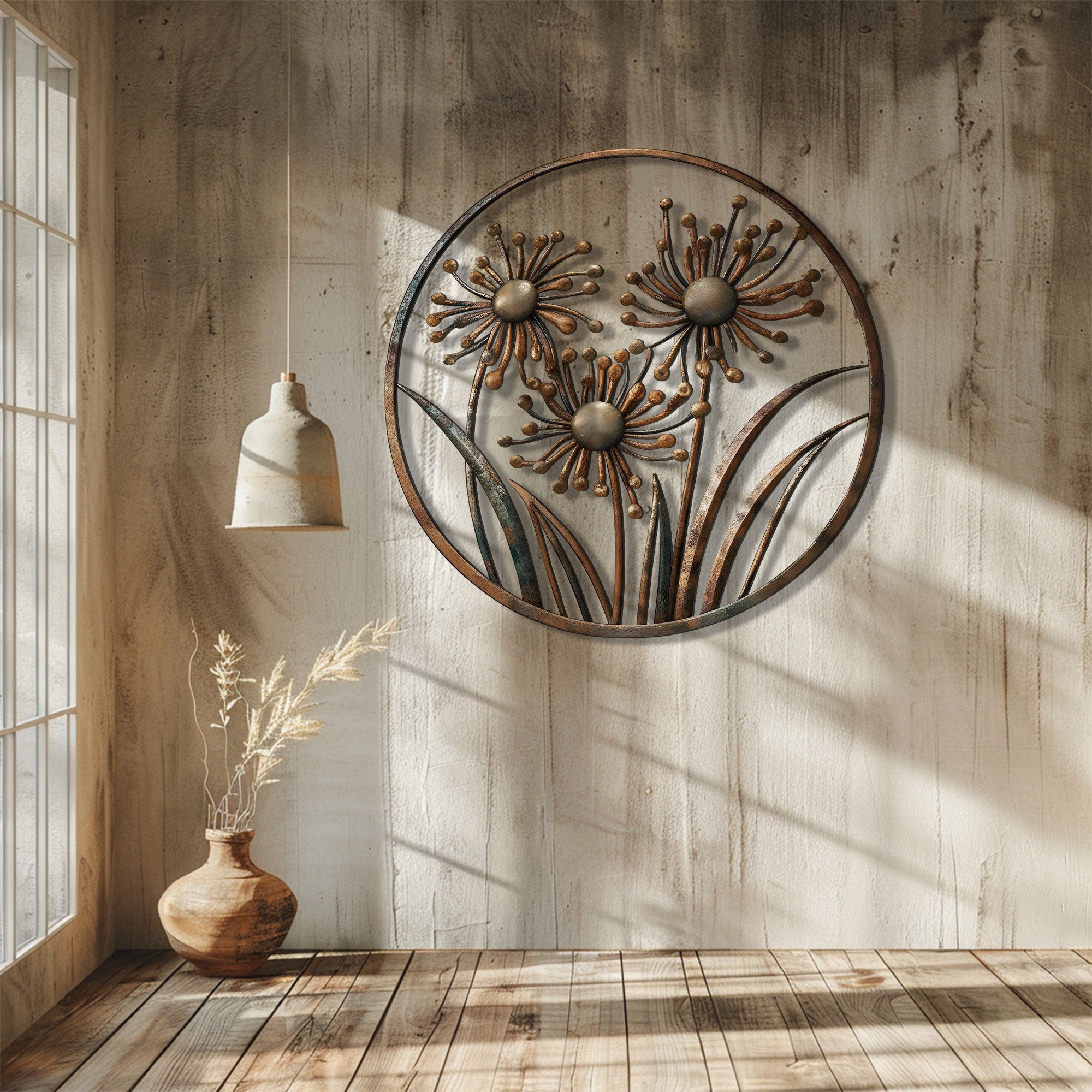 Minimal Metal Flower Wall Art – Modern Floral Decor Wall Art Indoor Outdoor