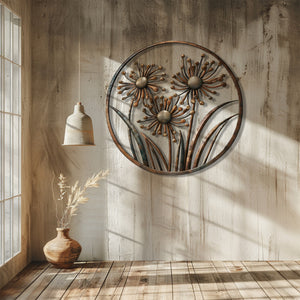 Minimal Metal Flower Wall Art – Modern Floral Decor Wall Art Indoor Outdoor