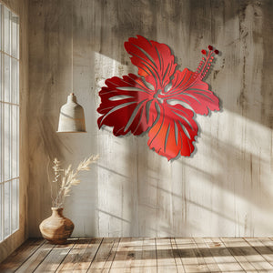 Hibiscus Flower Wall Art – Tropical Coastal Metal Decor