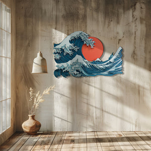 Japanese Wave Wall Art – Zen Ocean Metal Decor