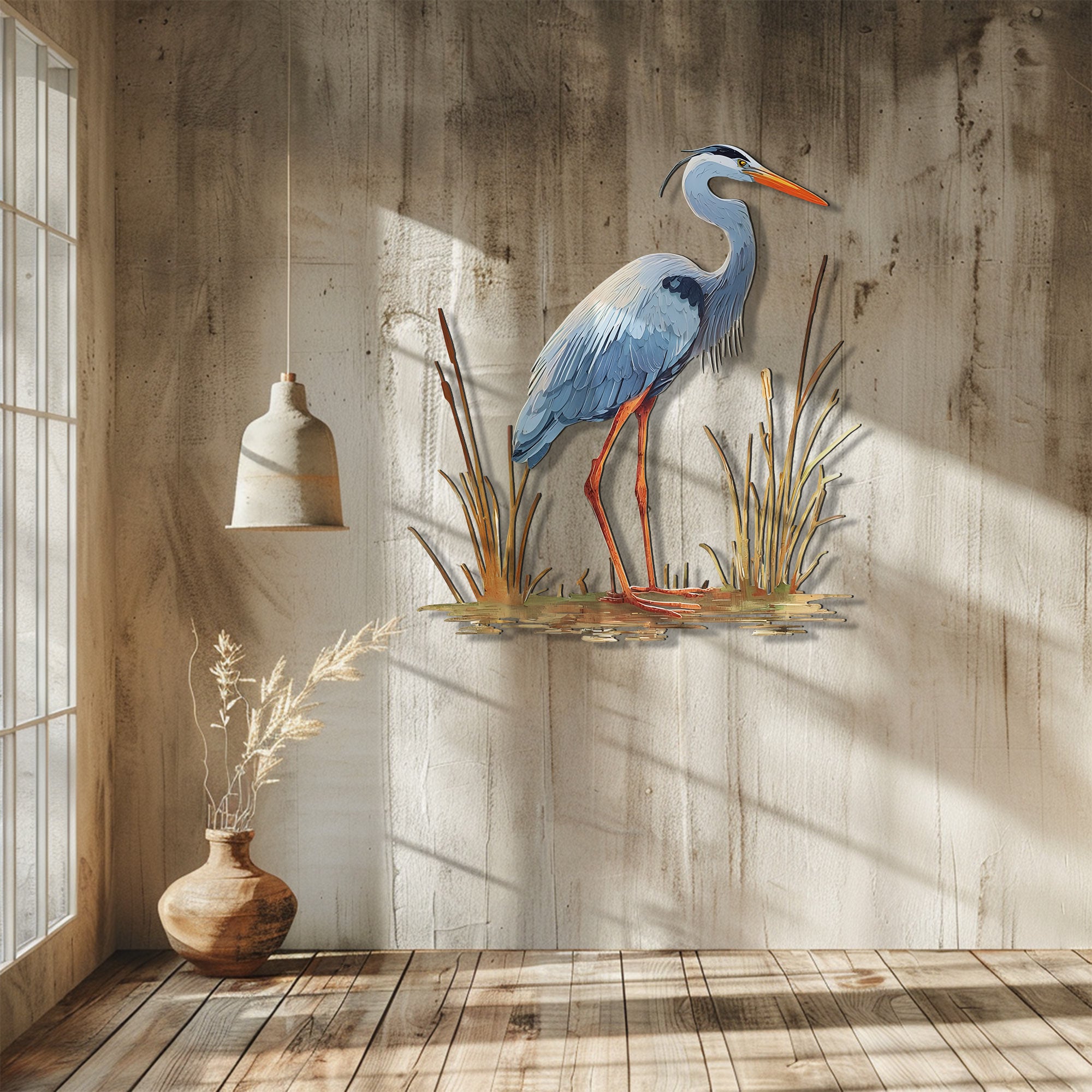 Heron Wall Art – Nature-Inspired Bird Metal Decor