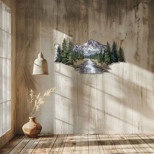 Mountain Wall Art – Forest River Landscape Metal Decor