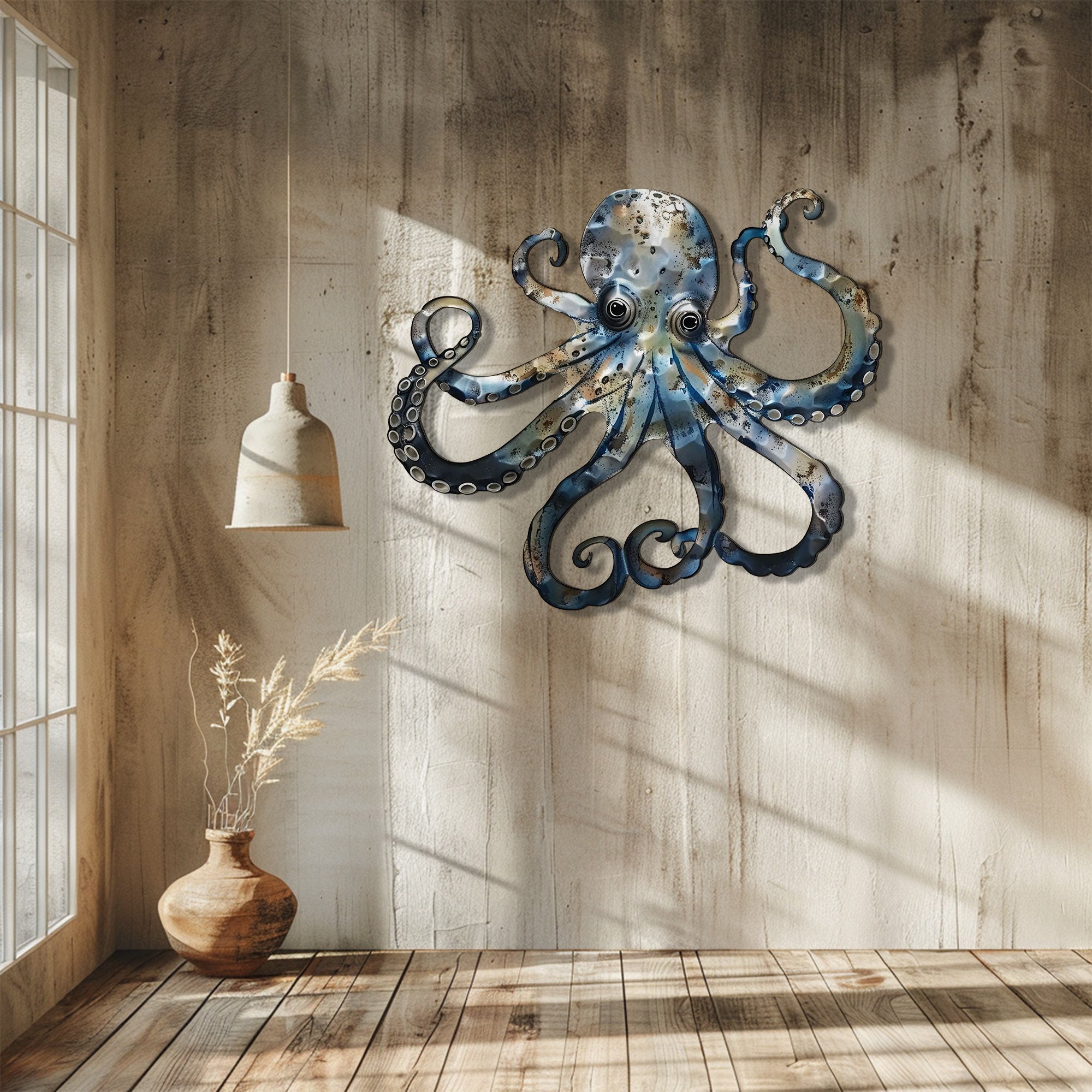 Octopus Kraken Metal Wall Art – UV Printed Nautical Decor Ocean Indoor Outdoor