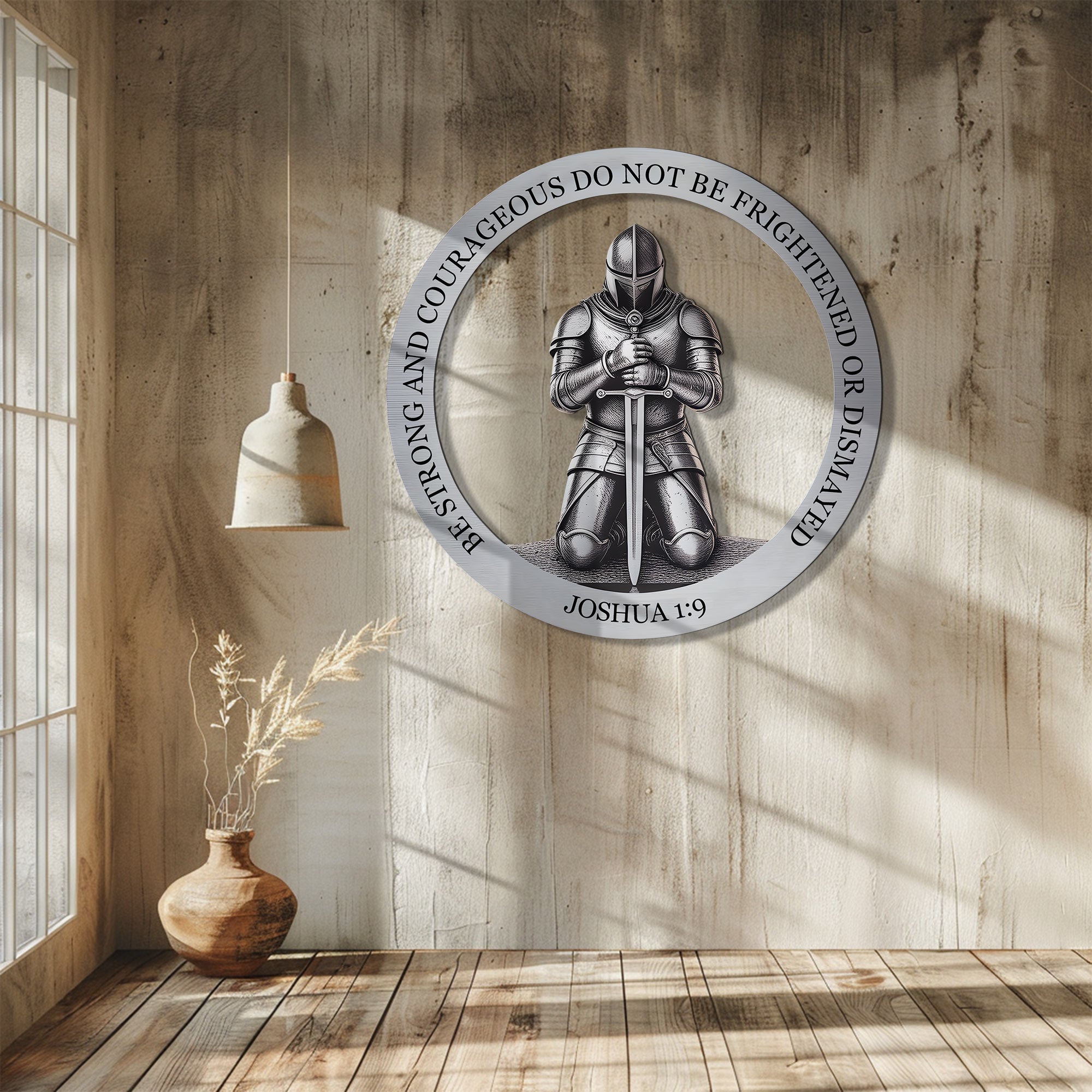 Christian Wall Art – Joshua 1:9 Knight Faith Decor V1