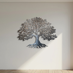 Silver Tree of Life Metal Wall Art – UV Printed Aluminum Decor Nature Indoor Outdoor
