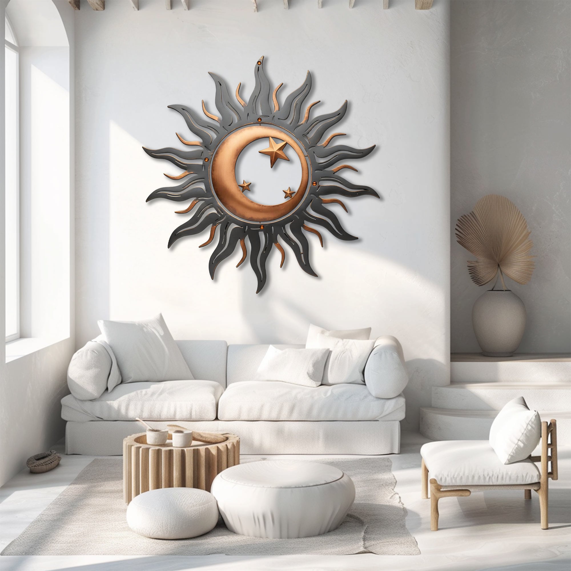 Sun Moon Star Metal Wall Art – UV Printed Aluminum Rustic Decor Custom Indoor Outdoor