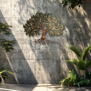 Rustic Olive Tree of Life Metal Wall Art – UV Printed Aluminum Decor Indoor Outdoor