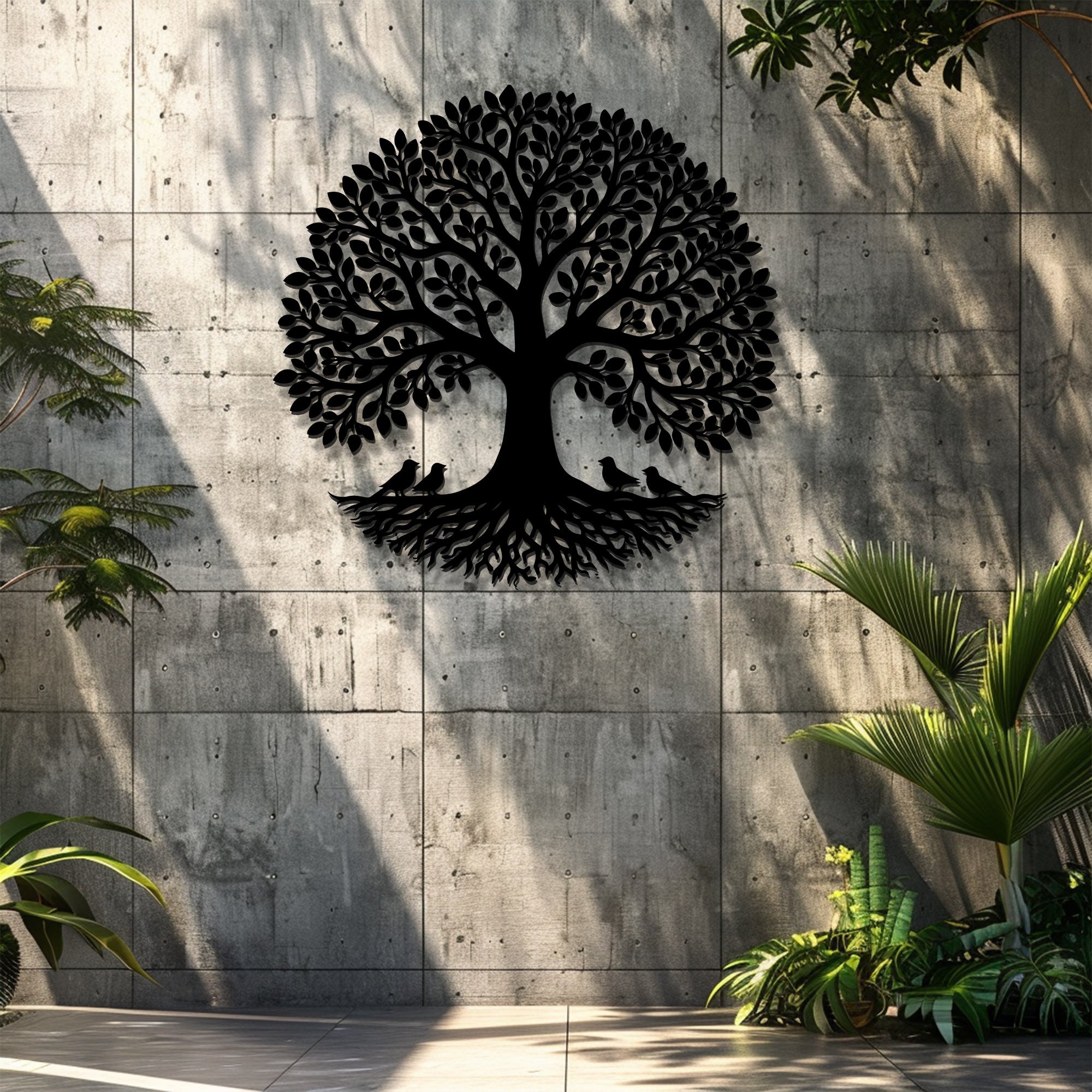 Bird Tree of Life Metal Wall Art – UV Printed Aluminum Decor Nature Indoor Outdoor
