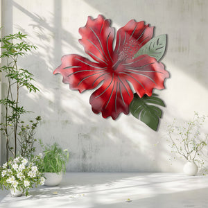 Hibiscus Flower Metal Wall Art – UV Printed Aluminum Tropical Decor Coastal Indoor Outdoor
