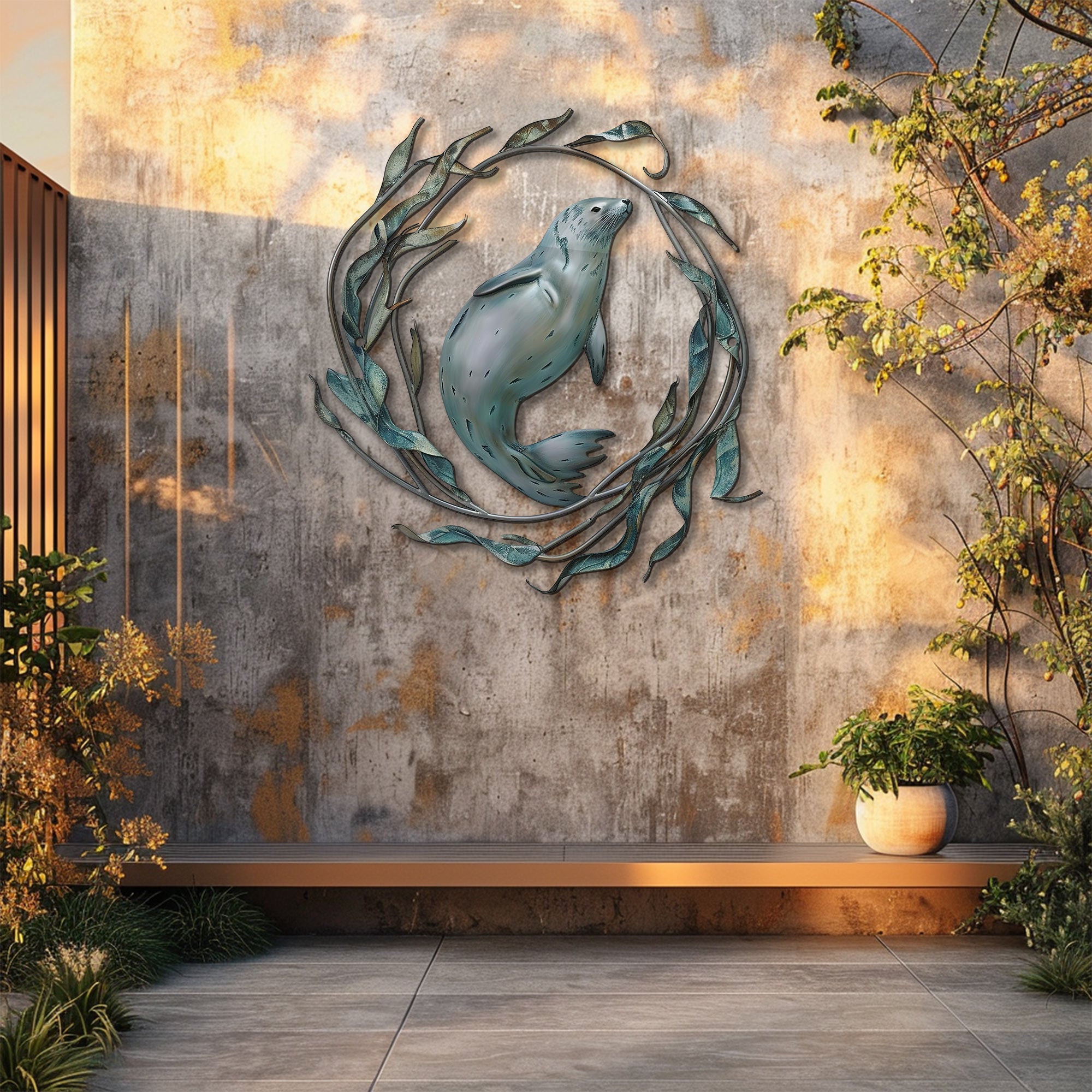Blue Seal Metal Wall Art – UV Printed Aluminum Coastal Decor Ocean Indoor Outdoor
