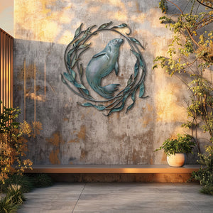 Blue Seal Metal Wall Art – UV Printed Aluminum Coastal Decor Ocean Indoor Outdoor
