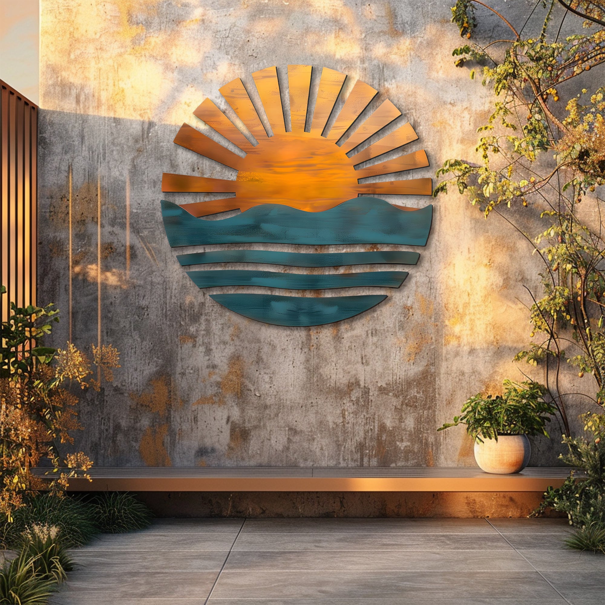 Sunrise Ocean Metal Wall Art – UV Printed Aluminum Coastal Decor Beach Indoor Outdoor