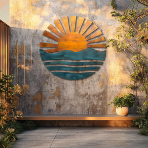 Sunrise Ocean Metal Wall Art – UV Printed Aluminum Coastal Decor Beach Indoor Outdoor