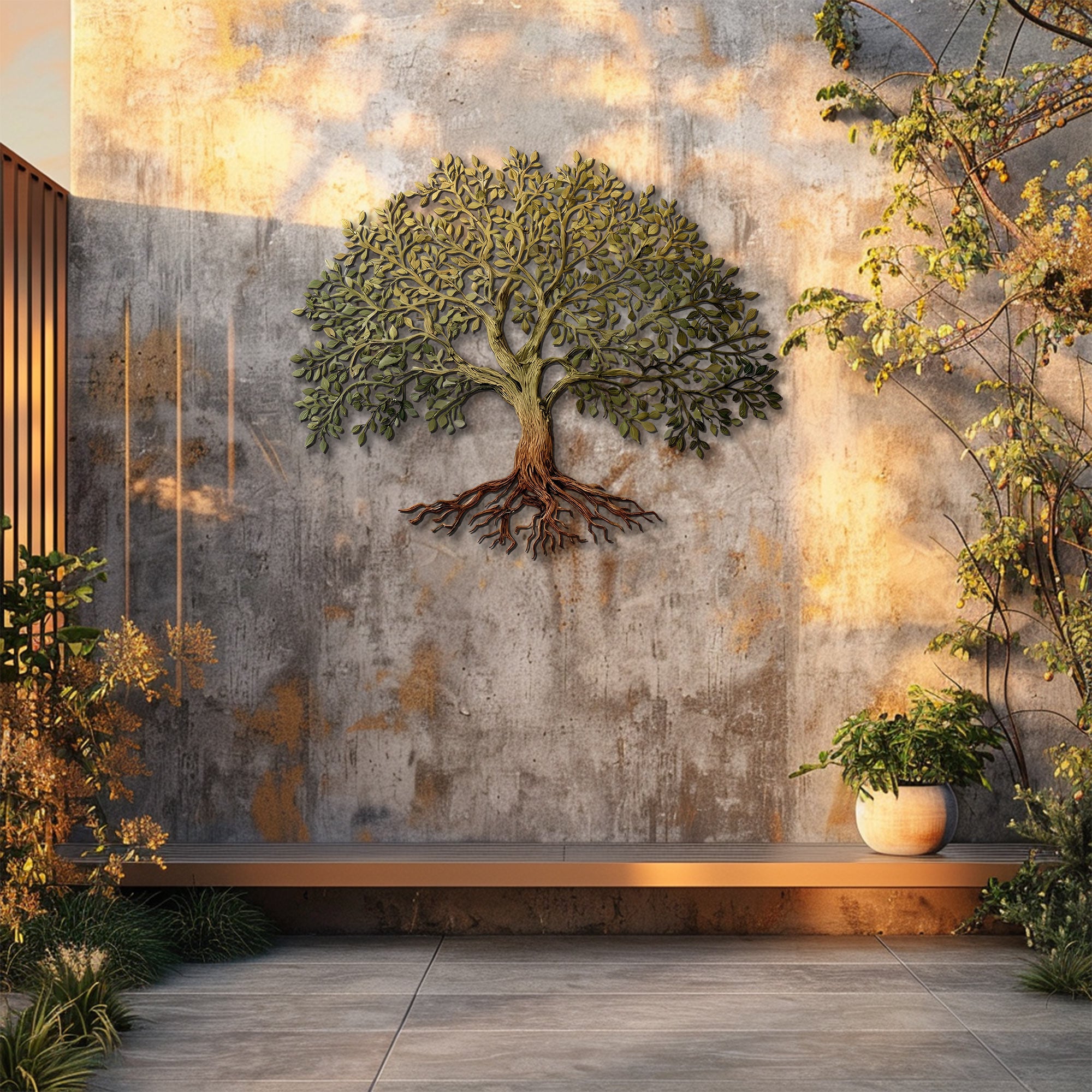 Rustic Tree of Life Metal Wall Art – UV Printed Aluminum Nature Decor Indoor Outdoor