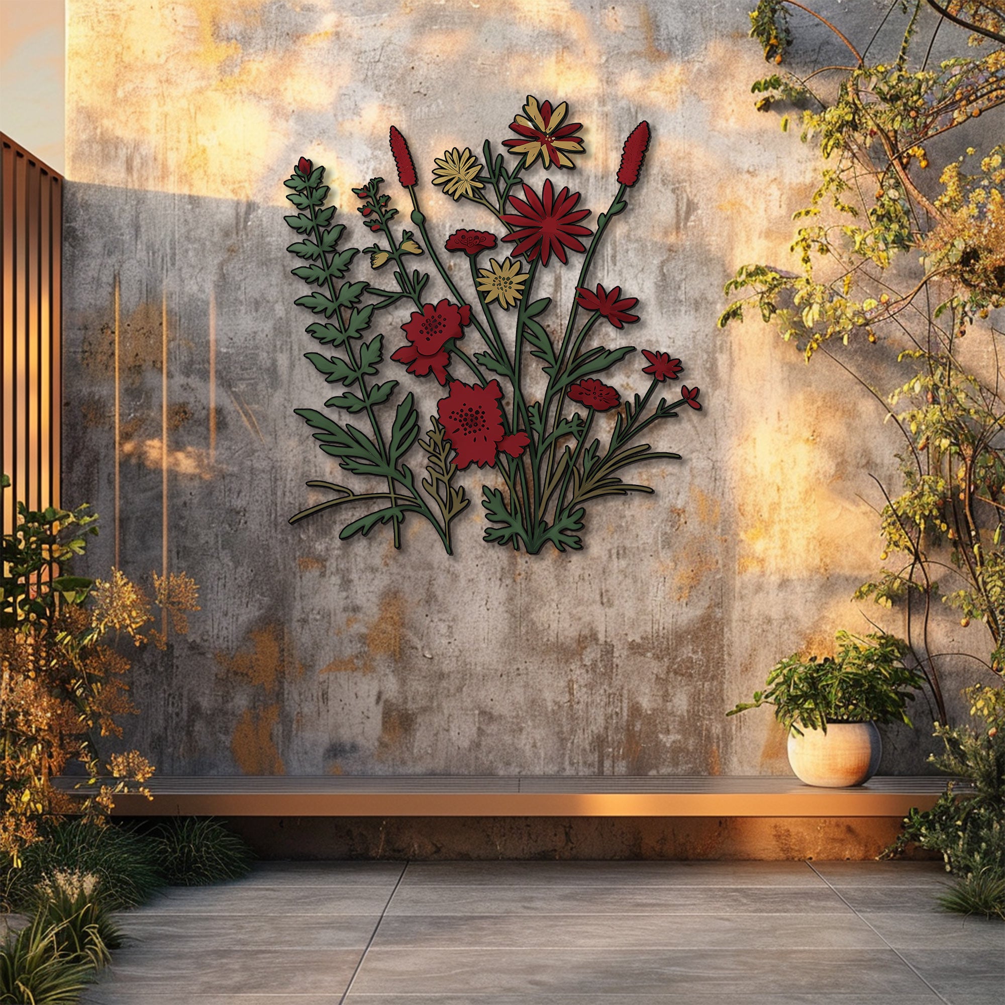 Wildflower Metal Wall Art – UV Printed Aluminum Botanical Floral Decor Indoor Outdoor