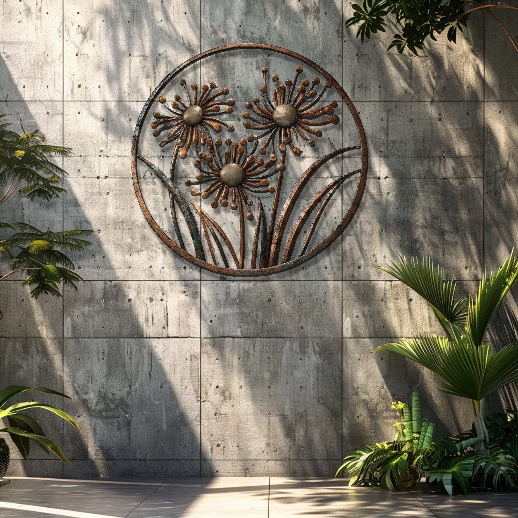 Minimal Metal Flower Wall Art – Modern Floral Decor Wall Art Indoor Outdoor