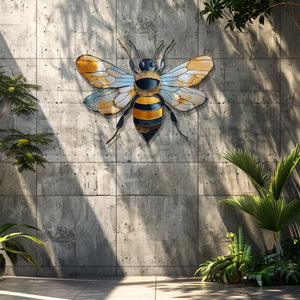 Bee Metal Wall Art Gold Honey Bee Decor – Rustic Garden Wall Hanging Farmhouse Insect Wall Art Nature Home Decor