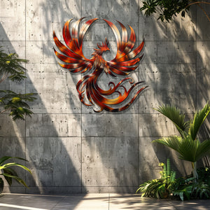Phoenix Metal Wall Art Fire Bird Decor Mythical Home Accent