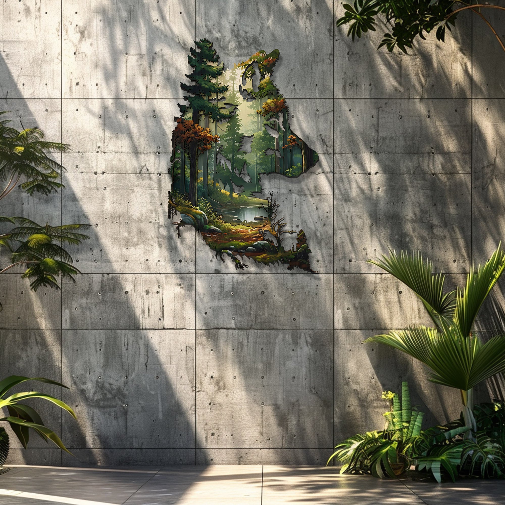 Wolf Forest Wall Art – Nature Wildlife Metal Decor