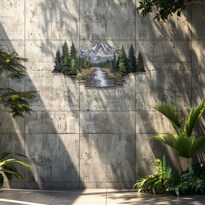 Mountain Wall Art – Forest River Landscape Metal Decor