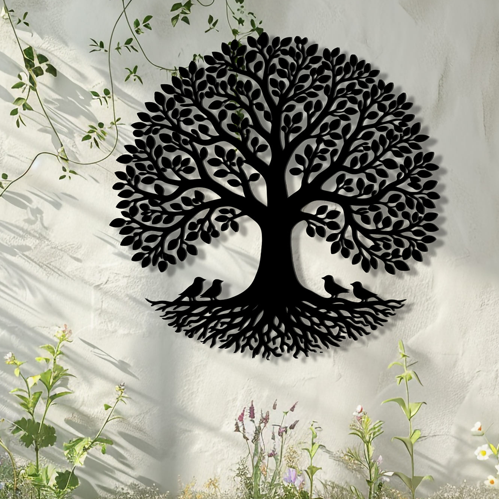 Bird Tree of Life Metal Wall Art – UV Printed Aluminum Decor Nature Indoor Outdoor