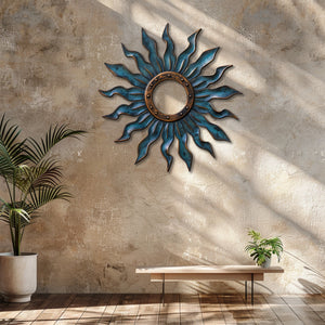 Blue Sunburst Metal Wall – UV Printed Decor Custom Coastal Indoor Outdoor