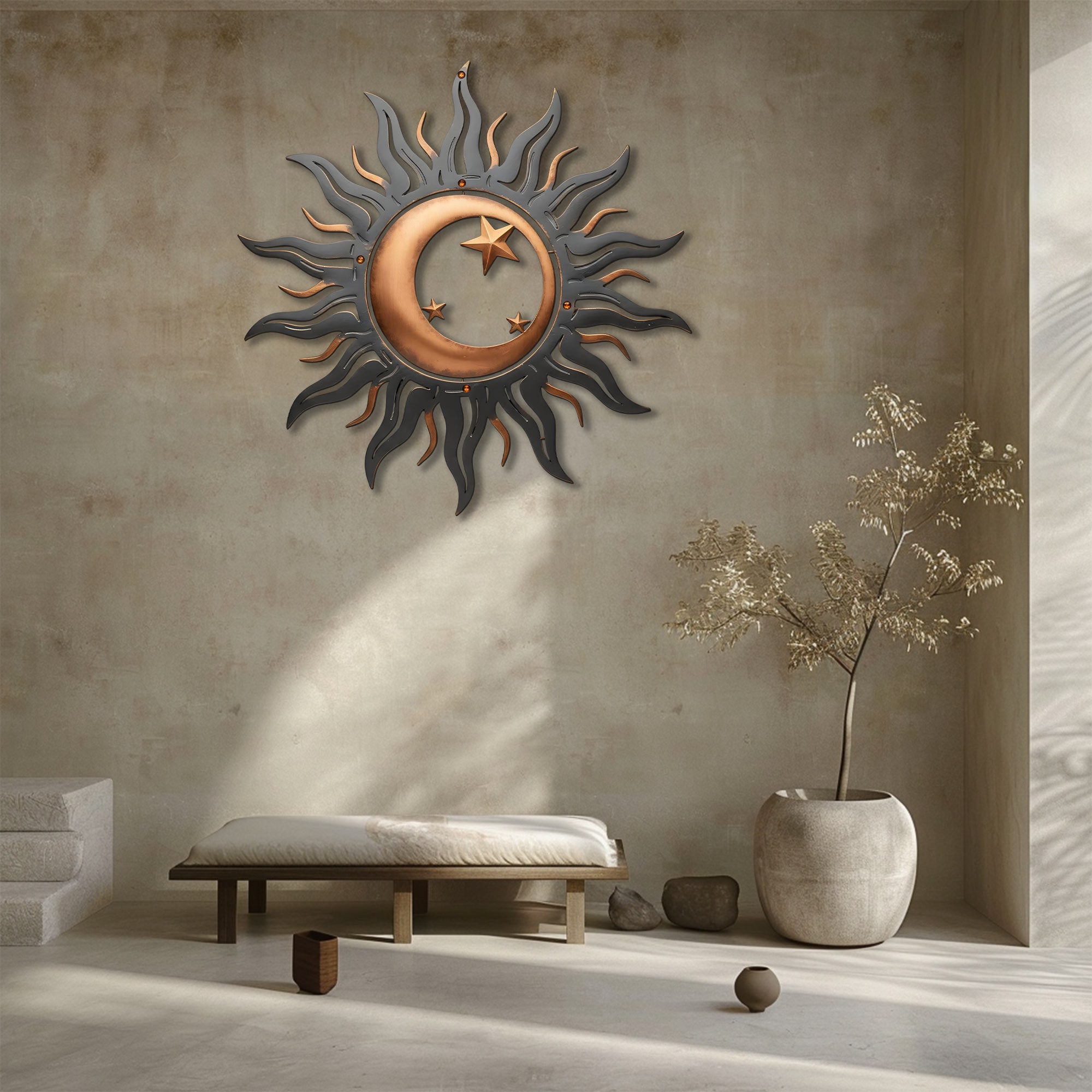 Sun Moon Star Metal Wall Art – UV Printed Aluminum Rustic Decor Custom Indoor Outdoor