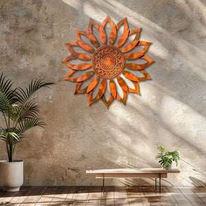 Sunflower Sunburst Metal Wall Art – UV Printed Aluminum Decor Rustic Indoor Outdoor