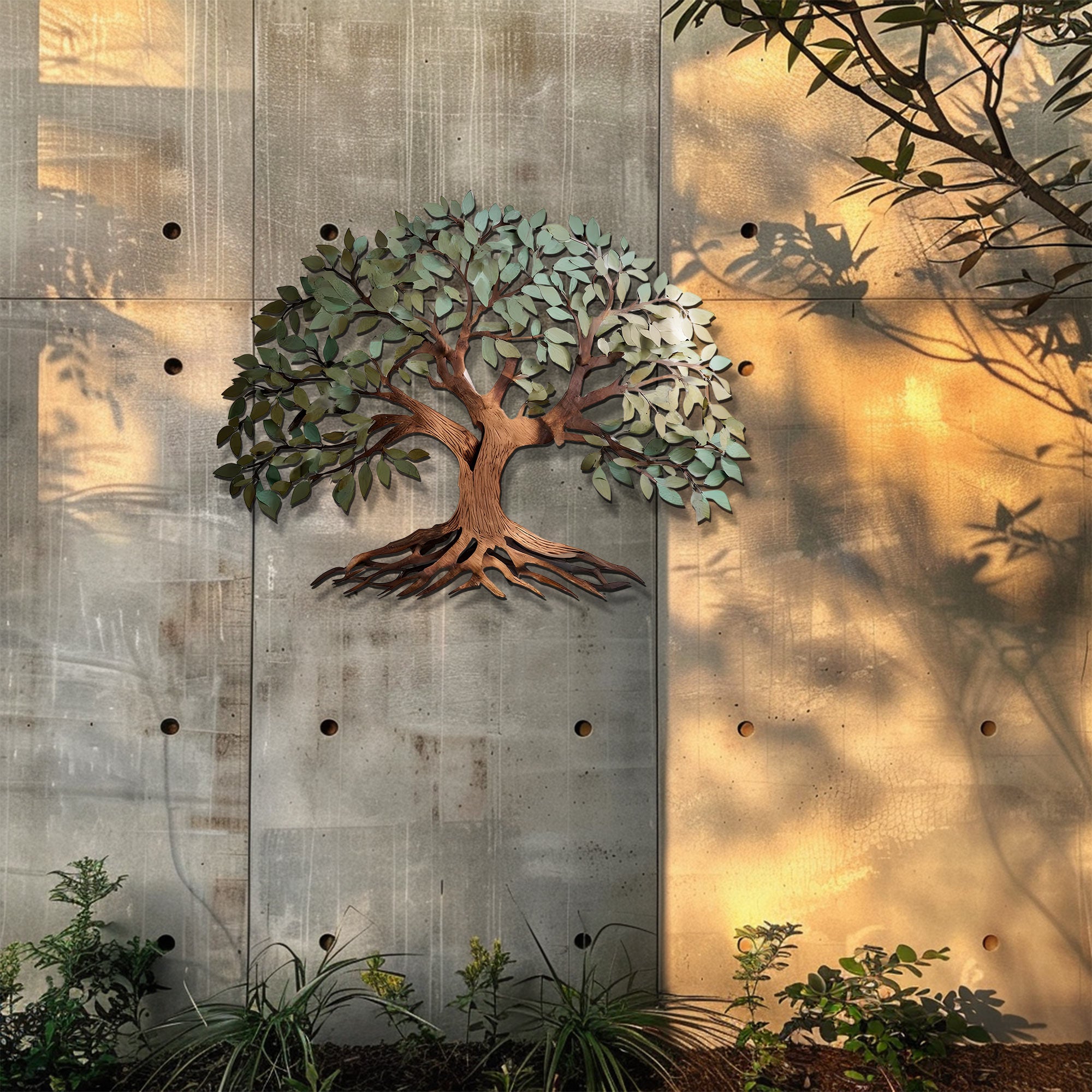 Green Tree of Life Metal Wall Art – UV Printed Aluminum Decor Nature Indoor Outdoor
