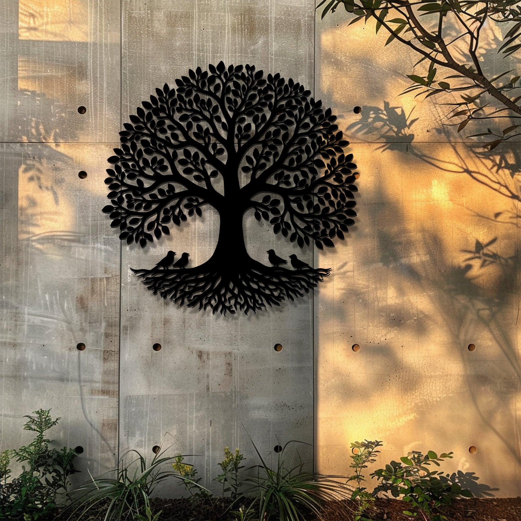 Bird Tree of Life Metal Wall Art – UV Printed Aluminum Decor Nature Indoor Outdoor