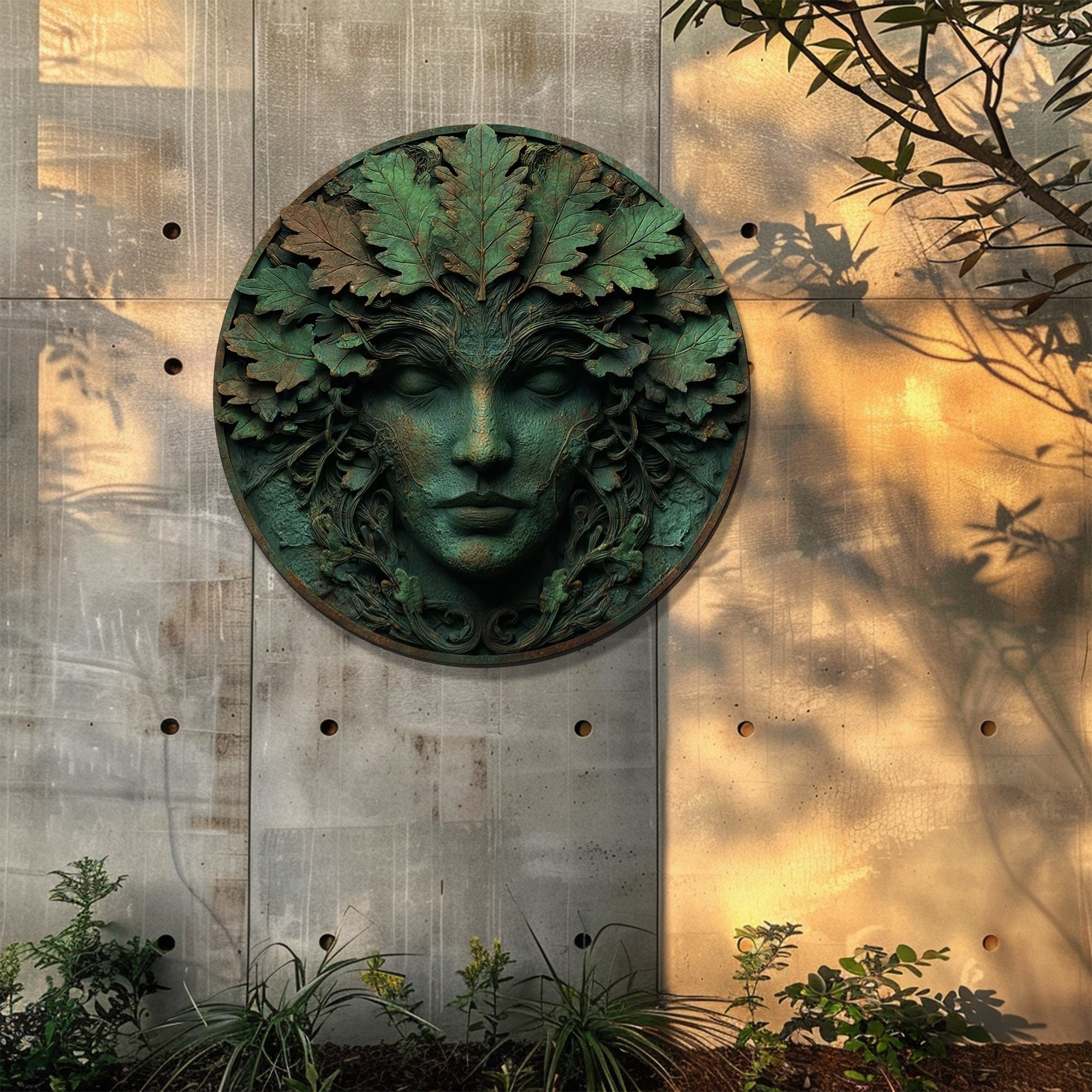 Green Woman Metal Wall Art – UV Printed Goddess Nature Decor Indoor Outdoor